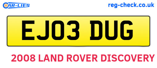 EJ03DUG are the vehicle registration plates.