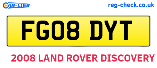 FG08DYT are the vehicle registration plates.