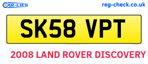 SK58VPT are the vehicle registration plates.