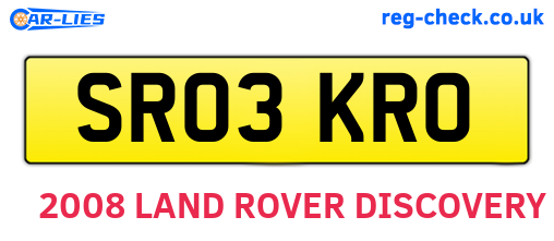 SR03KRO are the vehicle registration plates.