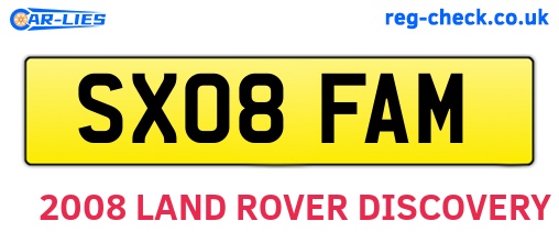 SX08FAM are the vehicle registration plates.