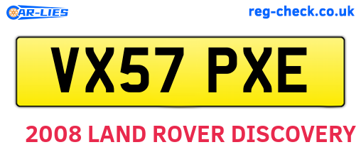 VX57PXE are the vehicle registration plates.