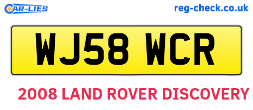 WJ58WCR are the vehicle registration plates.