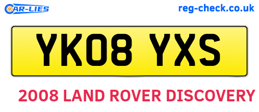 YK08YXS are the vehicle registration plates.