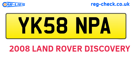 YK58NPA are the vehicle registration plates.
