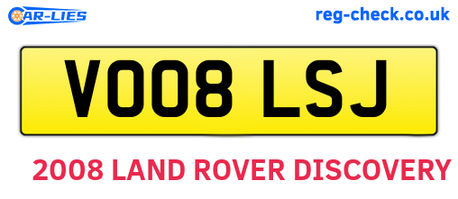 VO08LSJ are the vehicle registration plates.
