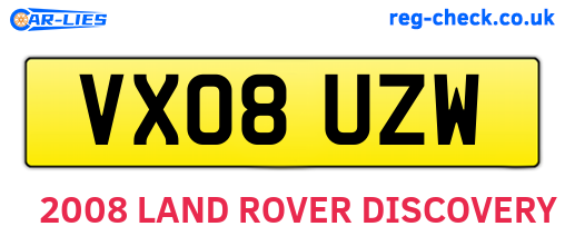 VX08UZW are the vehicle registration plates.