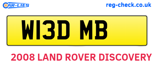 W13DMB are the vehicle registration plates.