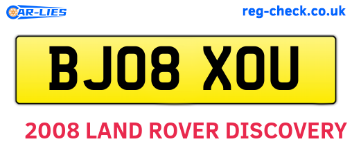 BJ08XOU are the vehicle registration plates.