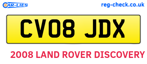 CV08JDX are the vehicle registration plates.