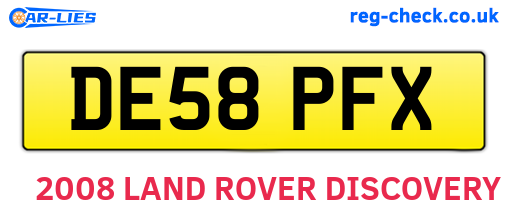 DE58PFX are the vehicle registration plates.