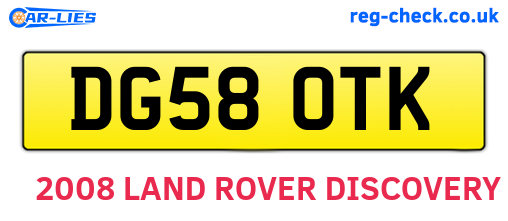 DG58OTK are the vehicle registration plates.