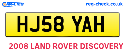 HJ58YAH are the vehicle registration plates.