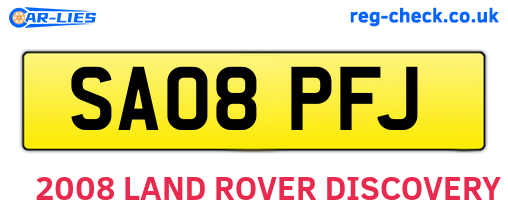 SA08PFJ are the vehicle registration plates.
