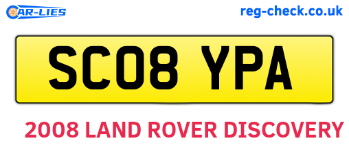 SC08YPA are the vehicle registration plates.