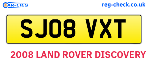 SJ08VXT are the vehicle registration plates.
