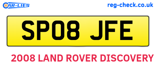 SP08JFE are the vehicle registration plates.