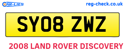 SY08ZWZ are the vehicle registration plates.