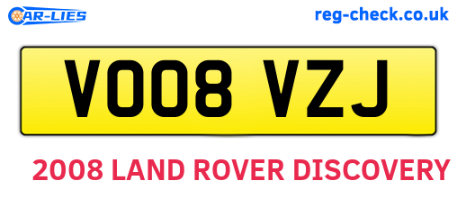 VO08VZJ are the vehicle registration plates.