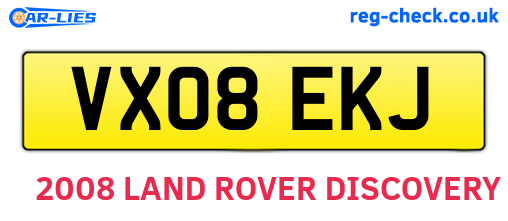 VX08EKJ are the vehicle registration plates.
