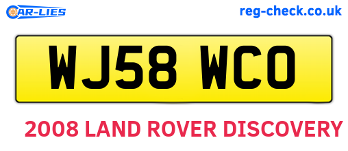 WJ58WCO are the vehicle registration plates.
