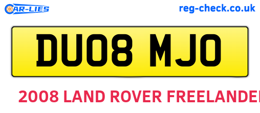 DU08MJO are the vehicle registration plates.