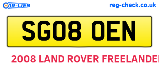 SG08OEN are the vehicle registration plates.
