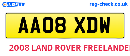 AA08XDW are the vehicle registration plates.