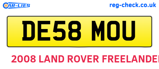 DE58MOU are the vehicle registration plates.