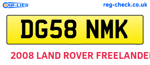 DG58NMK are the vehicle registration plates.