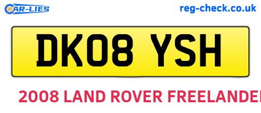 DK08YSH are the vehicle registration plates.
