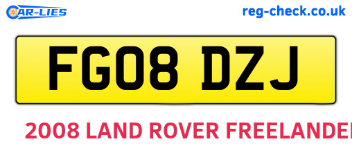FG08DZJ are the vehicle registration plates.