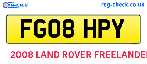 FG08HPY are the vehicle registration plates.