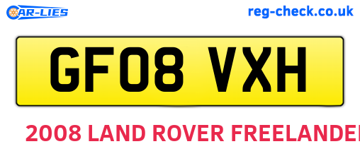 GF08VXH are the vehicle registration plates.