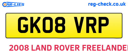 GK08VRP are the vehicle registration plates.
