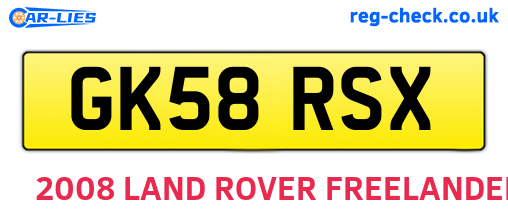 GK58RSX are the vehicle registration plates.
