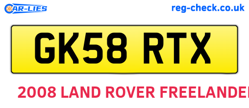 GK58RTX are the vehicle registration plates.