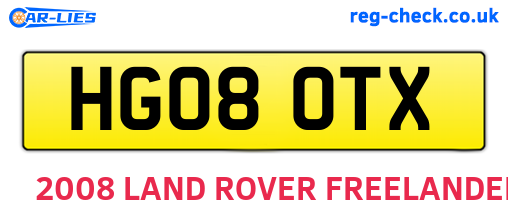 HG08OTX are the vehicle registration plates.