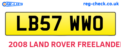 LB57WWO are the vehicle registration plates.
