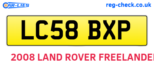 LC58BXP are the vehicle registration plates.