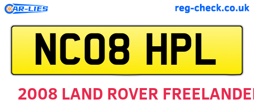 NC08HPL are the vehicle registration plates.