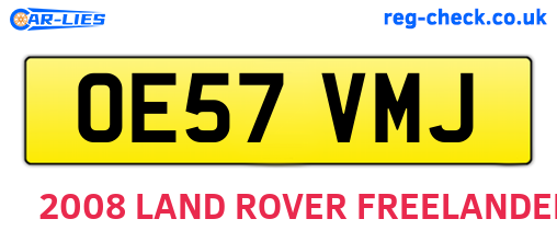 OE57VMJ are the vehicle registration plates.