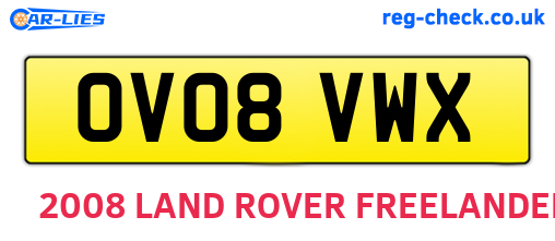 OV08VWX are the vehicle registration plates.