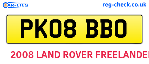 PK08BBO are the vehicle registration plates.