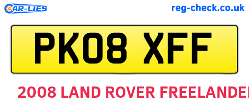 PK08XFF are the vehicle registration plates.