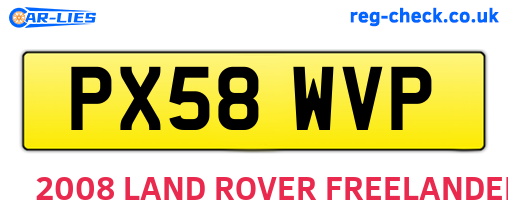 PX58WVP are the vehicle registration plates.