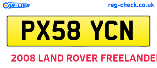 PX58YCN are the vehicle registration plates.