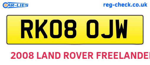 RK08OJW are the vehicle registration plates.
