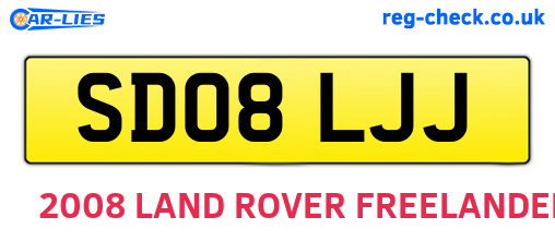SD08LJJ are the vehicle registration plates.