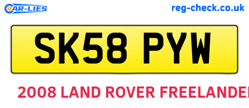 SK58PYW are the vehicle registration plates.